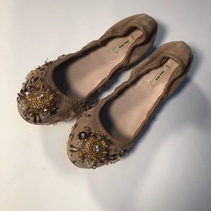 Miu Miu Shoes - Miu Miu blush suede jeweled flats Miu Miu Shoes - Miu Miu blush suede jeweled flats